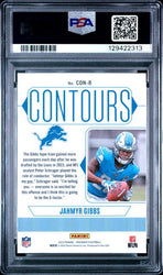 Graded 2023 Panini Phoenix Jahmyr Gibbs #CON8 Contours Silver Seismic Rookie RC Football Card PSA 10 Gem Mint (ONLINE ORDER ONLY)