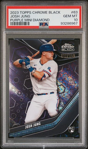 Graded 2023 Topps Chrome Black Josh Jung #63 /150 Purple Mini Diamond Rookie RC Baseball Card PSA 10 Gem Mint (ONLINE ORDER ONLY)