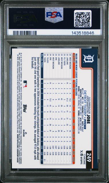 Graded 2025 Topps Chrome Jackson Jobe #249 Rookie RC Baseball Card PSA 10 Gem Mint