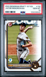 Graded 2022 Topps Bowman Draft 1st Edition Jacob Misiorowski #BD132 Rookie RC Baseball Card PSA 10 Gem Mint (ONLINE ORDER ONLY)