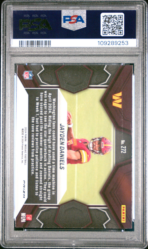 Graded 2024 Panini Mosaic Jayden Daniels #272 Green Rookie RC Football Card PSA 10 Gem Mint (ONLINE ORDER ONLY)