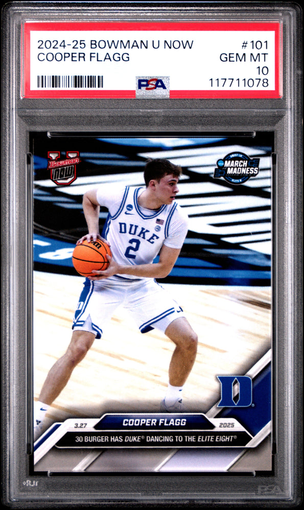 Graded 2024 Topps Bowman U Now Cooper Flagg #101 Rookie RC Basketball Card PSA 10 Gem Mint (ONLINE ORDER ONLY)