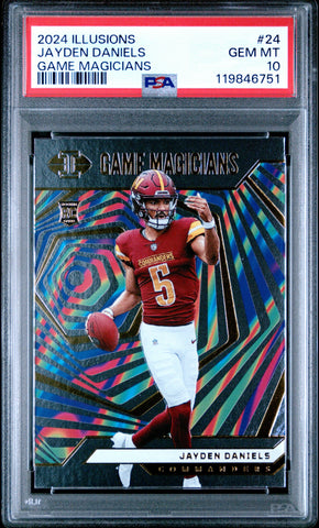 Graded 2024 Panini Illusions Jayden Daniels #24 Game Magicians Rookie RC Football Card PSA 10 Gem Mint (ONLINE ORDER ONLY)