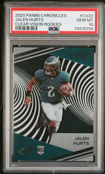 Graded 2020 Panini Chronicles Jalen Hurts #CV22 Clear Vision Rookies Rookie RC Football Card PSA 10 Gem Mint (ONLINE ORDER ONLY)
