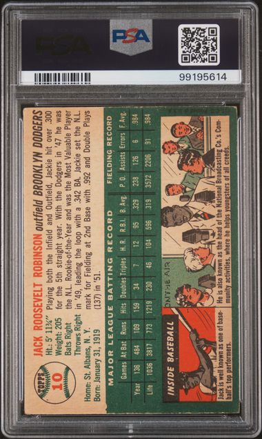 Graded 1954 Topps Jackie Robinson #JACKIE Baseball Card PSA 3.5 Very Good+ (ONLINE ORDER ONLY)