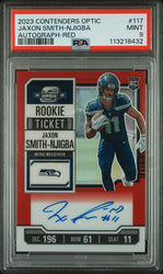 Graded 2023 Contenders Optic Jaxon Smith-Njigba #117 /125 Autograph Red Rookie RC Football Card PSA 9 Mint (ONLINE ORDER ONLY)