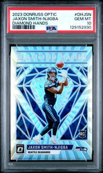 Graded 2023 Donruss Optic Jaxon Smith-Njigba #DHJSN Diamond Hands Rookie RC Football Card PSA 10 Gem Mint (ONLINE ORDER ONLY)