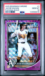 Graded 2025 Topps Bowman Chrome Jacob Wilson #1 /299 Fuchsia Wave Rookie RC Baseball Card PSA 10 Gem Mint