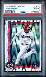 Graded 2025 Topps Chrome James Wood #132 Raywave Rookie RC Baseball Card PSA 10 Gem Mint (ONLINE ORDER ONLY)