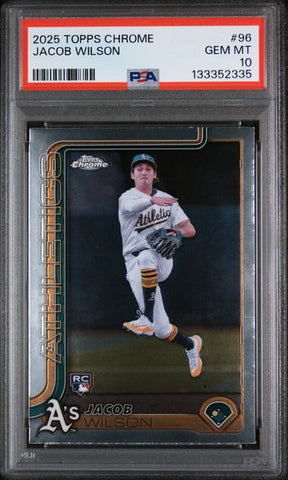 Graded 2025 Topps Chrome Jacob Wilson #96 Rookie RC Baseball Card PSA 10 Gem Mint (ONLINE ORDER ONLY)