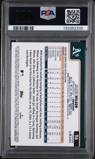 Graded 2025 Topps Chrome Jacob Wilson #96 Rookie RC Baseball Card PSA 10 Gem Mint (ONLINE ORDER ONLY)