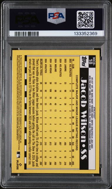 Graded 2025 Topps Chrome Jacob Wilson #90CB18 1990 Topps Rookie RC Baseball Card PSA 10 Gem Mint (ONLINE ORDER ONLY)
