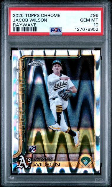 Graded 2025 Topps Chrome Jacob Wilson #96 Raywave Rookie RC Baseball Card PSA 10 Gem Mint (ONLINE ORDER ONLY)