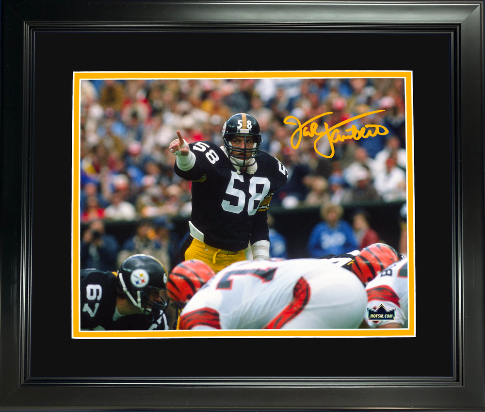 Framed Jack Lambert Facsimile Laser Engraved Signature Auto Pittsburgh Steelers 11"x14" Football Photo HOFSM Holo (ONLINE ORDER ONLY)