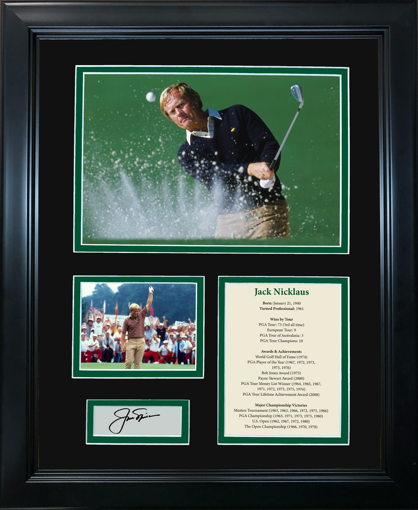 Framed Jack Nicklaus Hall of Fame Facsimile Laser Engraved Signature Auto PGA Golf 11"x14" Photo Sig Collage (ONLINE ORDER ONLY)