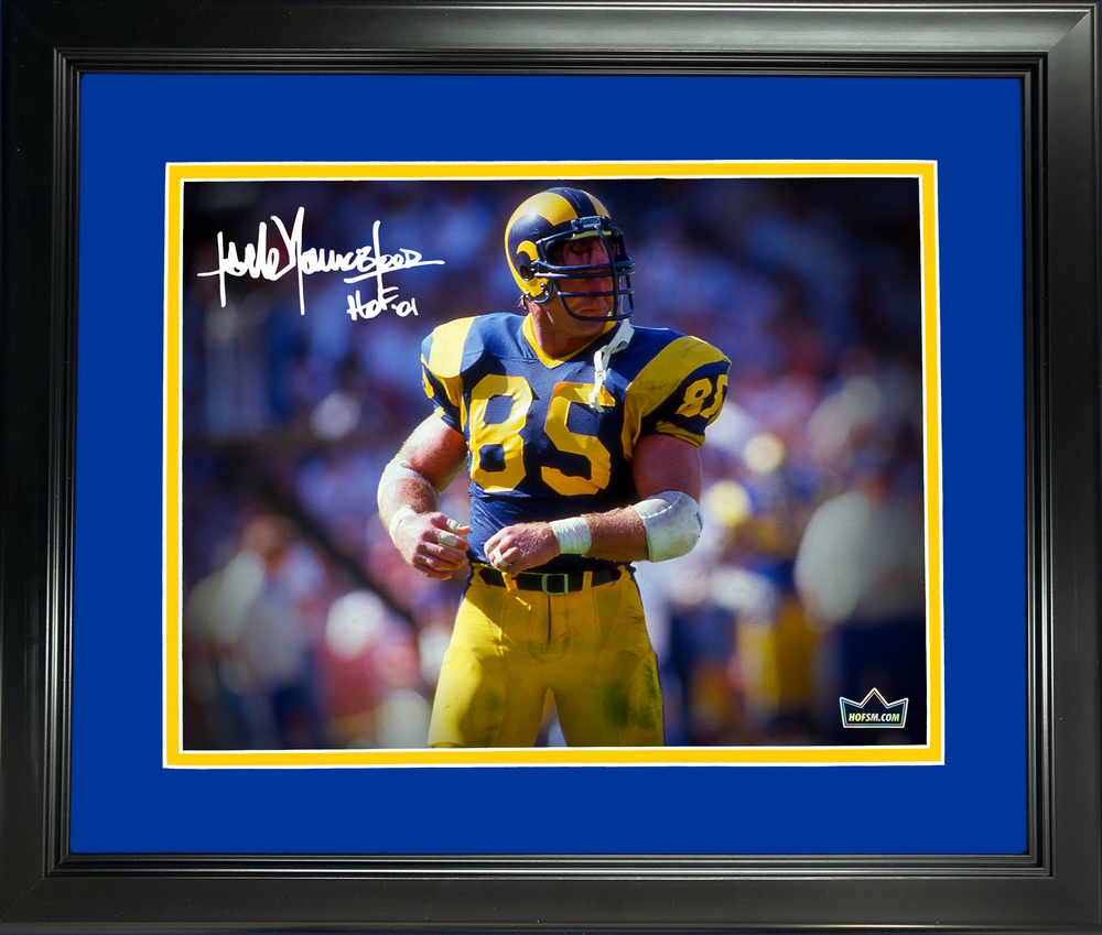 Framed Jack Youngblood Los Angeles Rams Facsimile Laser Engraved Signature Auto 11"x14" Football Photo HOFSM Holo (ONLINE ORDER ONLY)