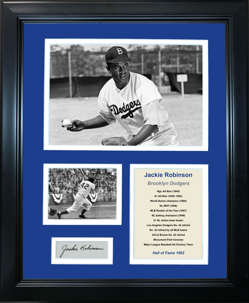 Framed Jackie Robinson Hall of Fame Facsimile Laser Engraved Signature Auto Brooklyn Dodgers Baseball 11"x14" Photo Sig Collage (ONLINE ORDER ONLY)