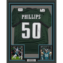 Framed Autographed/Signed Jaelan Phillips 35x39 Philadelphia Midnight Green Football Jersey PSA/DNA COA