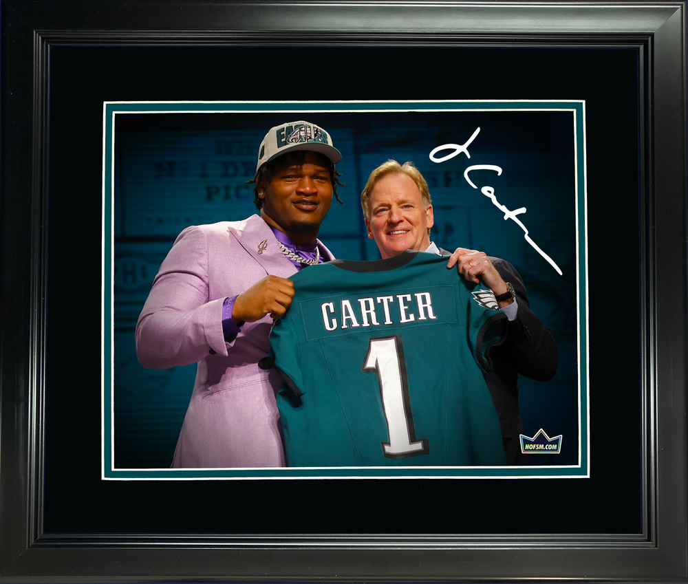 Framed Jalen Carter Facsimile Laser Engraved Signature Auto Philadelphia Eagles 11"x14" Football Photo HOFSM Holo (ONLINE ORDER ONLY)