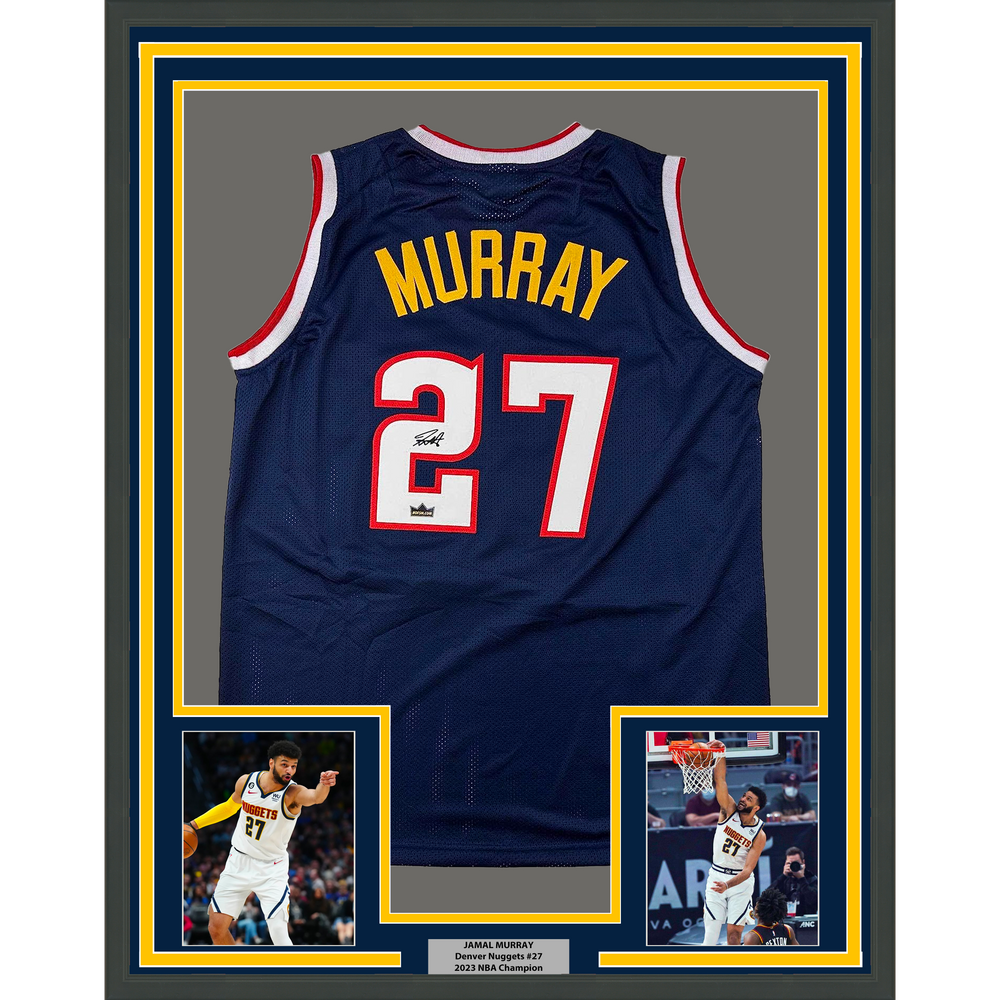 Framed Facsimile Autographed Jamal Murray 35x39 Denver Blue Reprint Laser Auto Basketball Jersey (ONLINE ORDER ONLY)