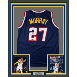 Framed Facsimile Autographed Jamal Murray 35x39 Denver Blue Reprint Laser Auto Basketball Jersey (ONLINE ORDER ONLY)