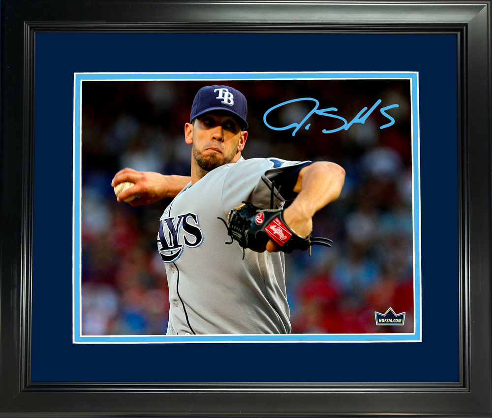 Framed James Shields Tampa Bay Rays Facsimile Laser Engraved Signature Auto 11"x14" Baseball Photo HOFSM Holo (ONLINE ORDER ONLY)