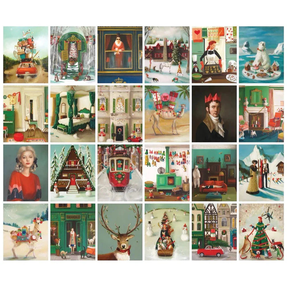 Janet Hill Advent Calendar - 24 Set of 100 Piece Mini Jigsaw Puzzles NYPC (ONLINE ORDER ONLY)