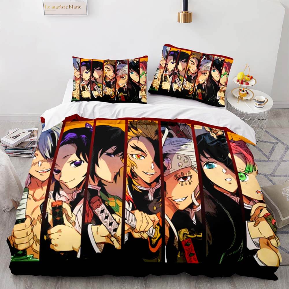 Japan Anime Demon Slayer Bedding Set Cosplay Duvet Cover Bed Sets (Online Order Only)