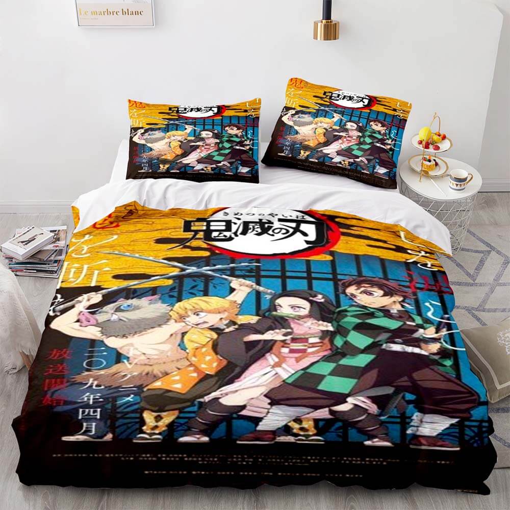 Japan Anime Demon Slayer Bedding Set Cosplay Duvet Cover Bed Sets (Online Order Only)