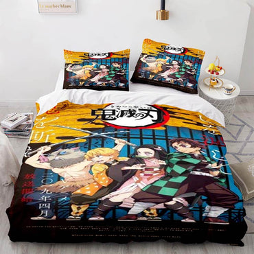 Japan Anime Demon Slayer Bedding Set Cosplay Duvet Cover Bed Sets (Online Order Only)