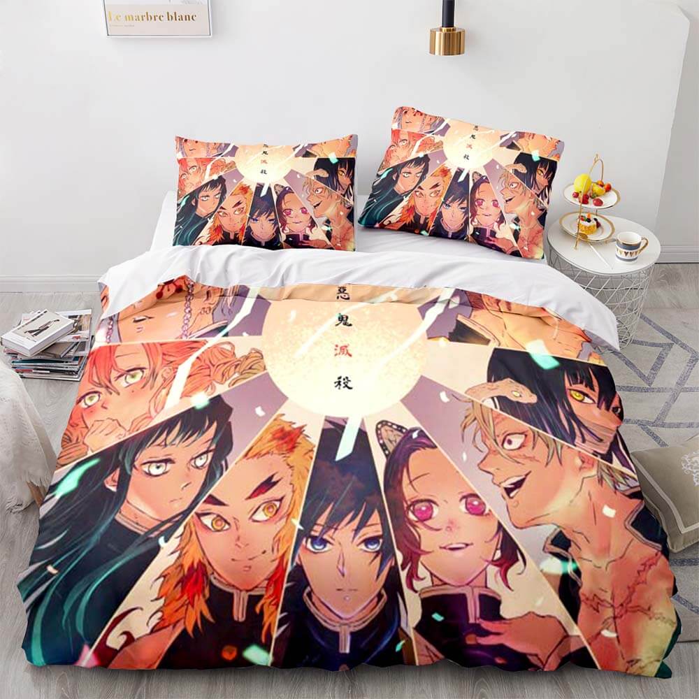 Japan Anime Demon Slayer Bedding Set Cosplay Duvet Cover Bed Sets (Online Order Only)
