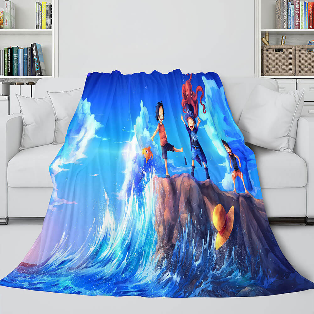 Japanese Cartoon ONE PIECE Throw Flannel Blanket Soft Cozy Bedding Use (Online Order Only)