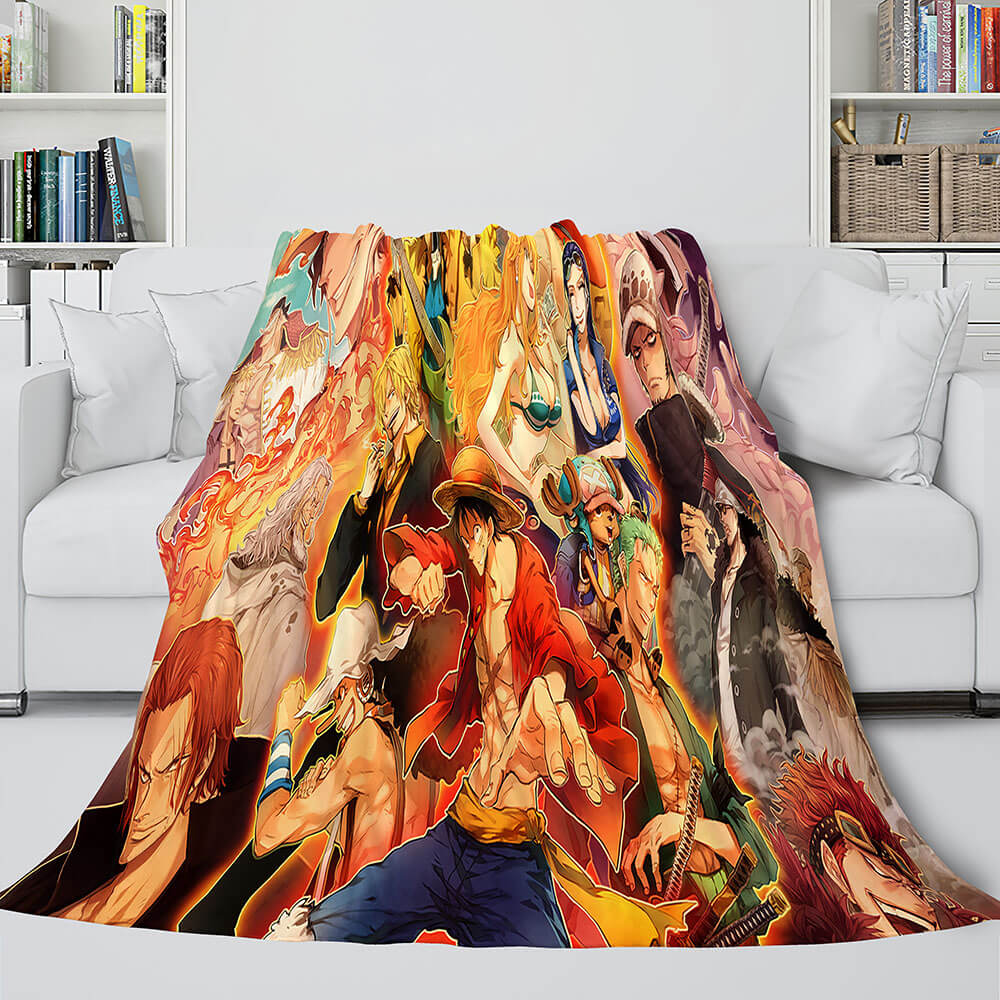 Japanese Cartoon ONE PIECE Throw Flannel Blanket Soft Cozy Bedding Use (Online Order Only)