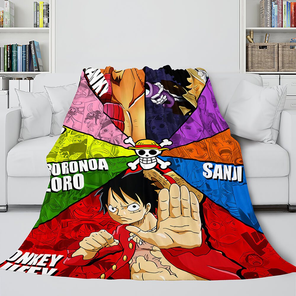 Japanese Cartoon ONE PIECE Throw Flannel Blanket Soft Cozy Bedding Use (Online Order Only)