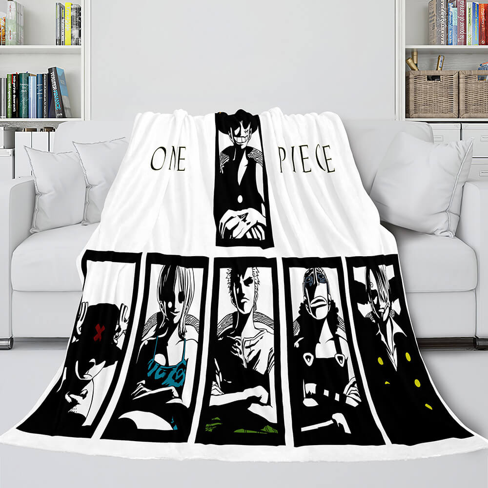 Japanese Cartoon ONE PIECE Throw Flannel Blanket Soft Cozy Bedding Use (Online Order Only)