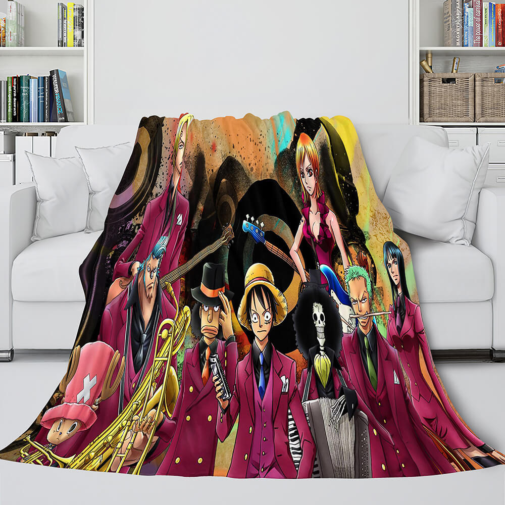 Japanese Cartoon ONE PIECE Throw Flannel Blanket Soft Cozy Bedding Use (Online Order Only)