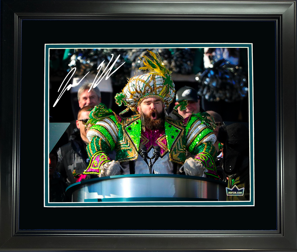 Framed Jason Kelce Philadelphia Eagles Mummers Parade Speech Facsimile Laser Engraved Signature Auto 11"x14" Football Photo HOFSM Holo (ONLINE ORDER ONLY)
