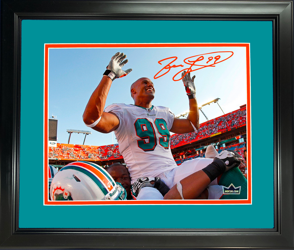 Framed Jason Taylor Miami Dolphins Facsimile Laser Engraved Signature Auto 11"x14" Football Photo HOFSM Holo (ONLINE ORDER ONLY)