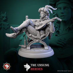 Jax Fiddlefoot, Elf Bard – Lord of the Lute Miniature & Bust (ONLINE ORDER ONLY)