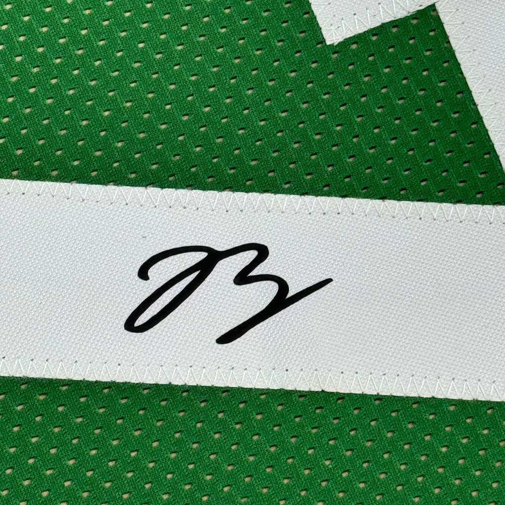 Framed Facsimile Autographed Jaylen Brown 35x39 Boston Green Reprint Laser Auto Basketball Jersey (ONLINE ORDER ONLY)