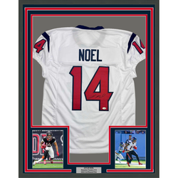 Framed Autographed/Signed Jaylin Noel 35x39 Houston White Football Jersey JSA COA