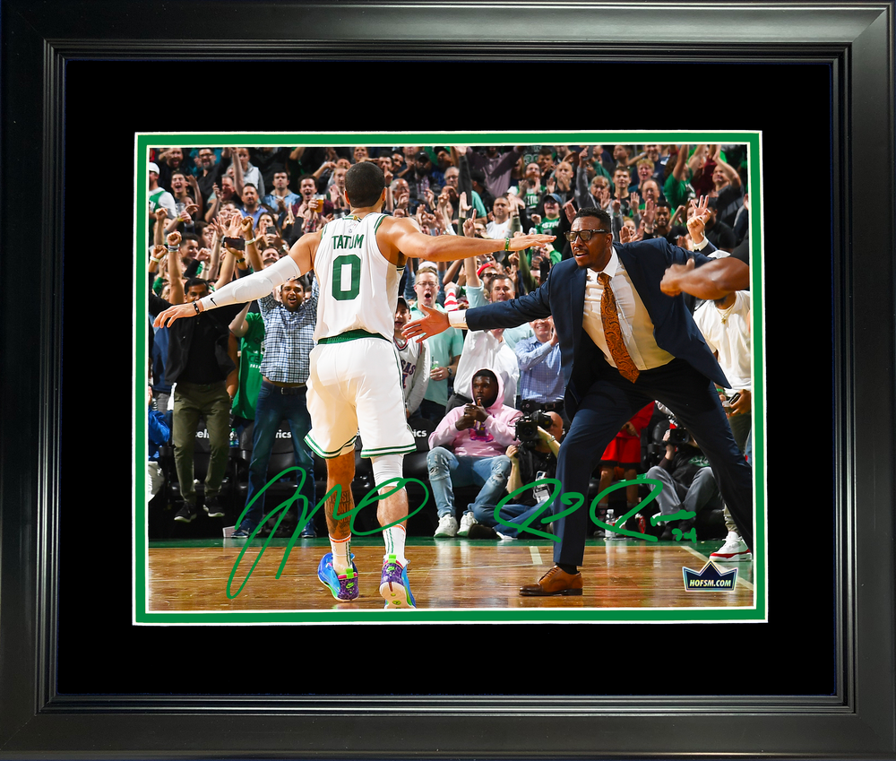 Framed Jayson Tatum & Paul Pierce Dual Facsimile Laser Engraved Signature Auto 11"x14" Basketball Photo HOFSM Holo (ONLINE ORDER ONLY)