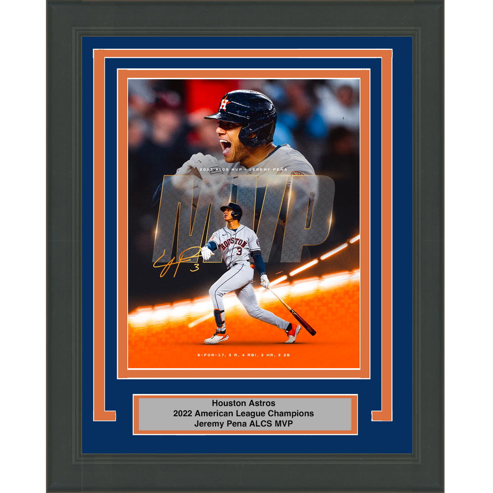 Framed Houston Astros 2022 ALCS American League Champions Jeremy Pena MVP 8x10 Baseball Photo (ONLINE ORDER ONLY)
