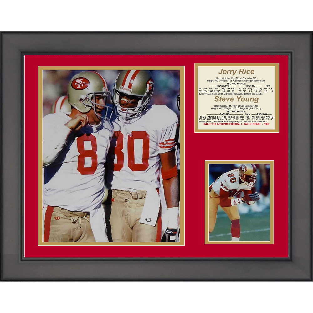 Framed Steve Young and Jerry Rice San Francisco 49ers Football 11"x14"Three Photo Collage #2 (ONLINE ORDER ONLY)