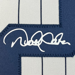 Framed Facsimile Autographed Derek Jeter 35x39 New York Pinstripe Reprint Laser Auto Baseball Jersey (ONLINE ORDER ONLY)