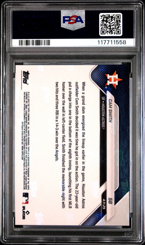 Graded 2025 Topps Now Cam Smith #58 Gold Foil /50 Rookie RC Baseball Card PSA 9 Mint (ONLINE ORDER ONLY)