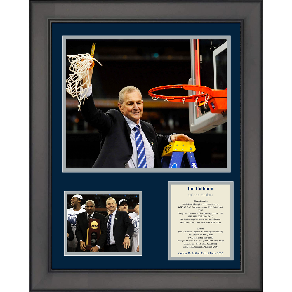 Framed Jim Calhoun Hall of Fame UConn Huskies NCAA Basketball 11"x14" Three Photo Collage (ONLINE ORDER ONLY)