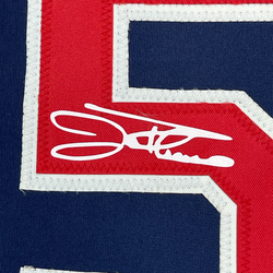 Framed Facsimile Autographed Jim Thome 35x39 Cleveland Blue Reprint Laser Auto Baseball Jersey (ONLINE ORDER ONLY)