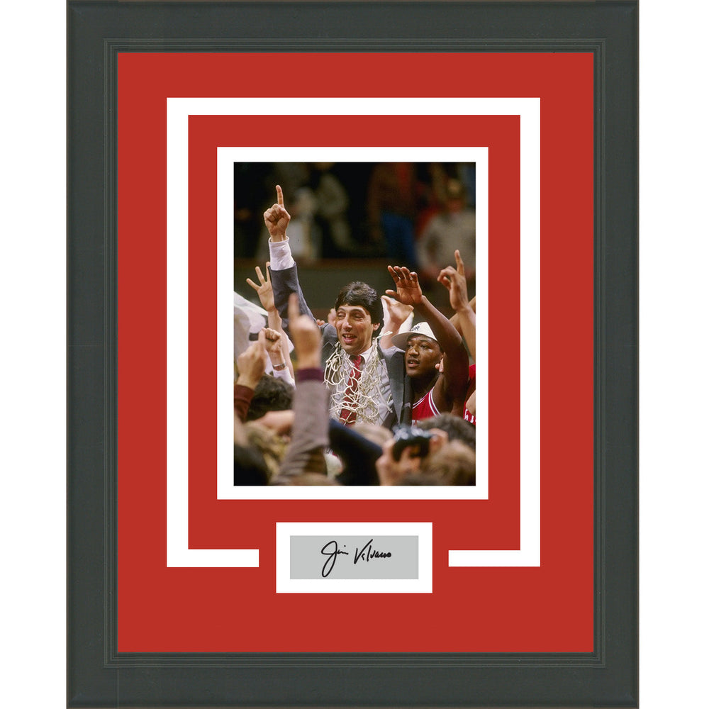 Framed Jim Valvano Facsimile Laser Engraved Signature Auto North Carolina State WolfPack 11x14 Basketball Photo (ONLINE ORDER ONLY)