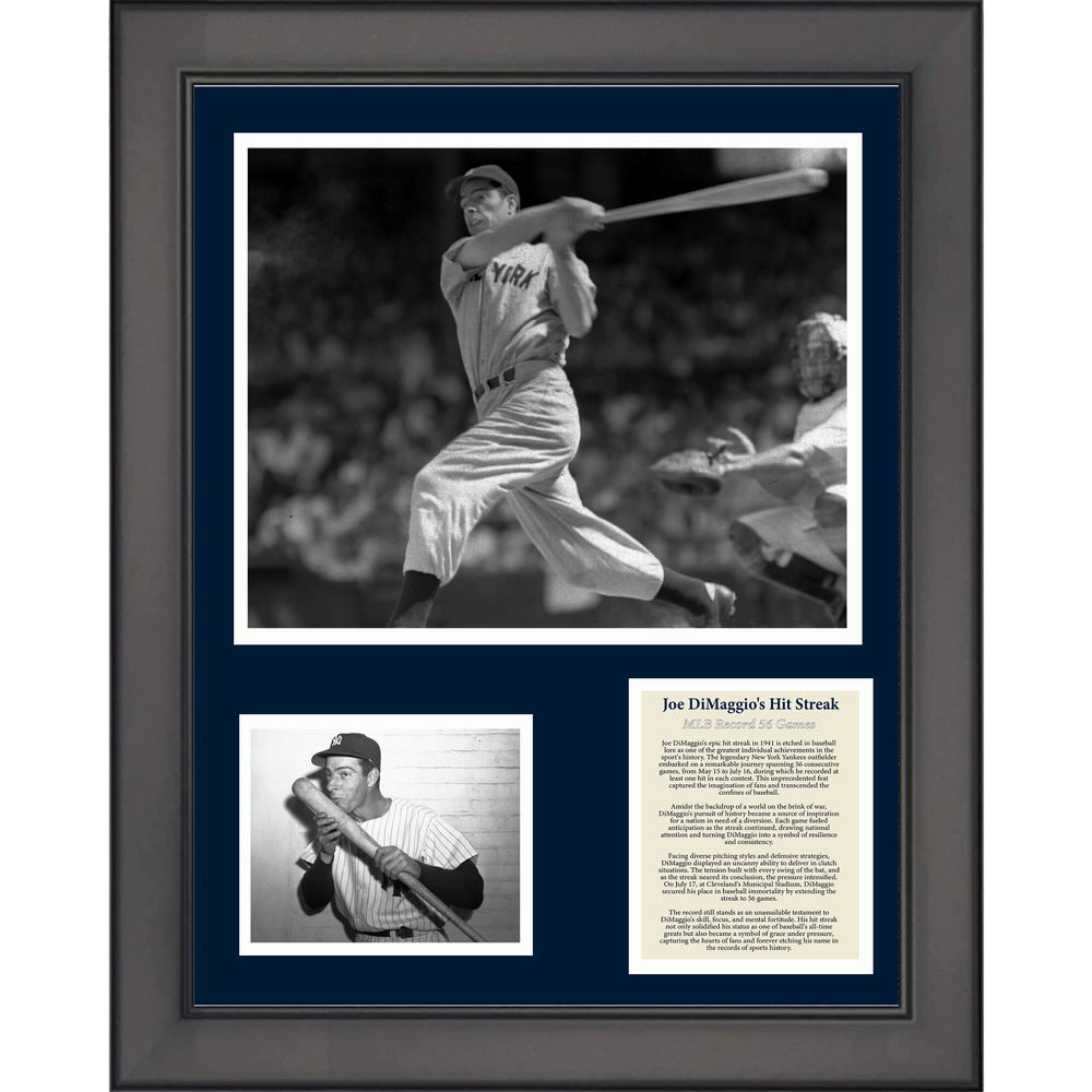 Framed Joe DiMaggio MLB Record 56 Game Hit Streak New York Yankees Baseball 11"x14" Three Photo Collage (ONLINE ORDER ONLY)